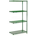 Nexel Poly-Green, 4 Tier, Wire Shelving Add-On Unit, 42W x 14D x 63H A14426G